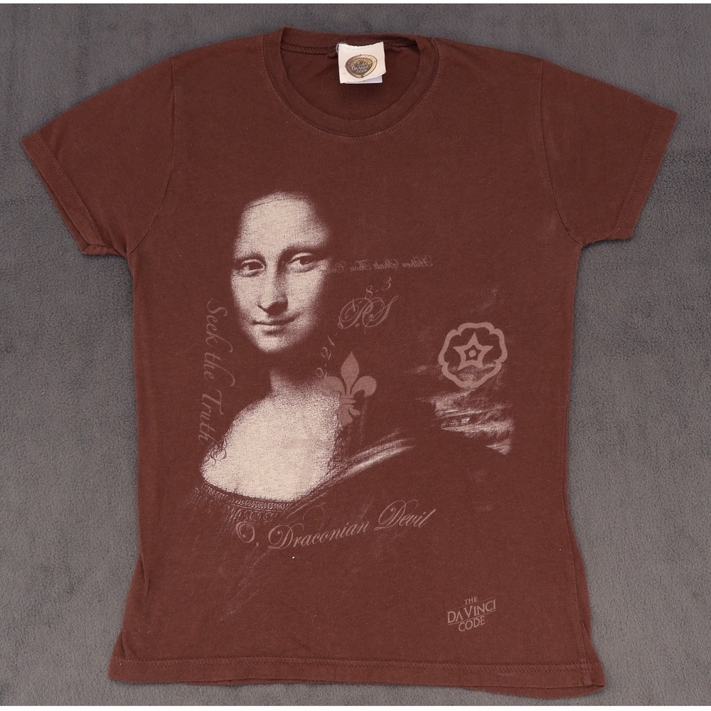 The Da Vinci Code Movie Mona Lisa Brown Graphic‎ T-Shirt Small